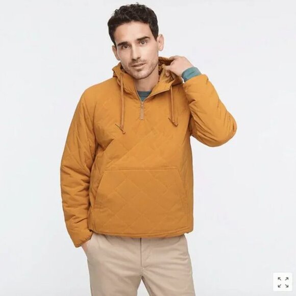 J Crew Nordic Quilted Quarter Zip Insulated Anorak Outdoor Jacket Men's Medium - Picture 1 of 9